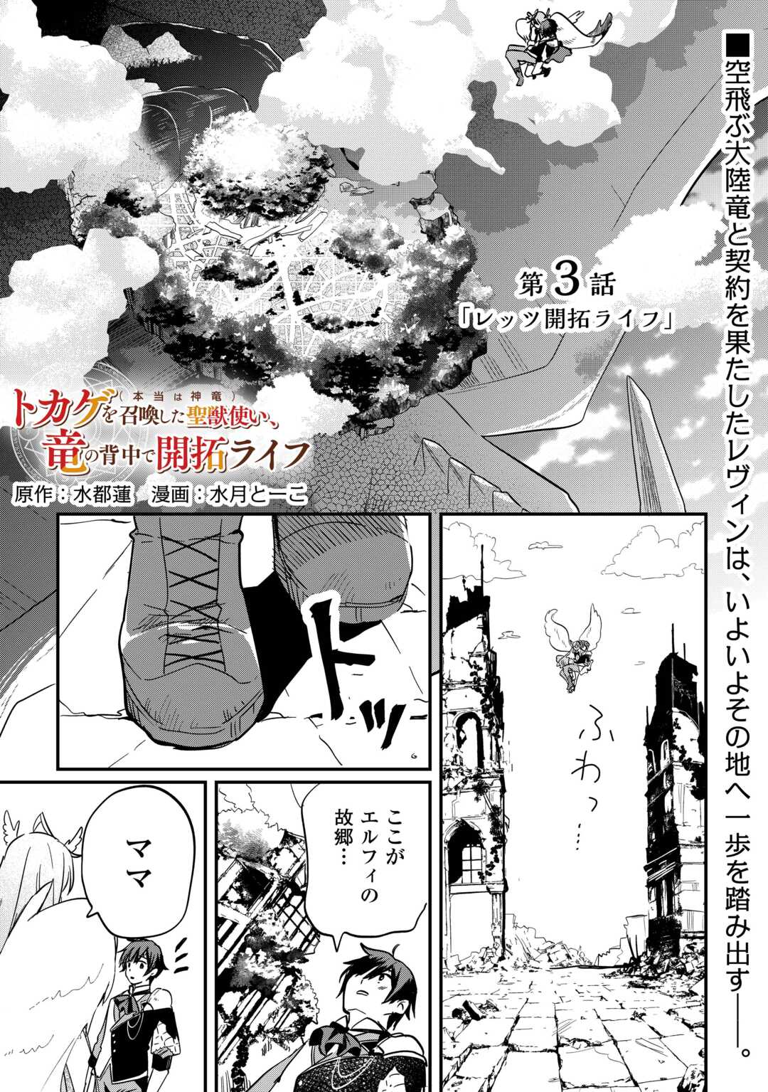 トカゲ（本当は神竜）を召喚した聖獣使い、竜の背中で開拓ライフ 第3話 - Page 1